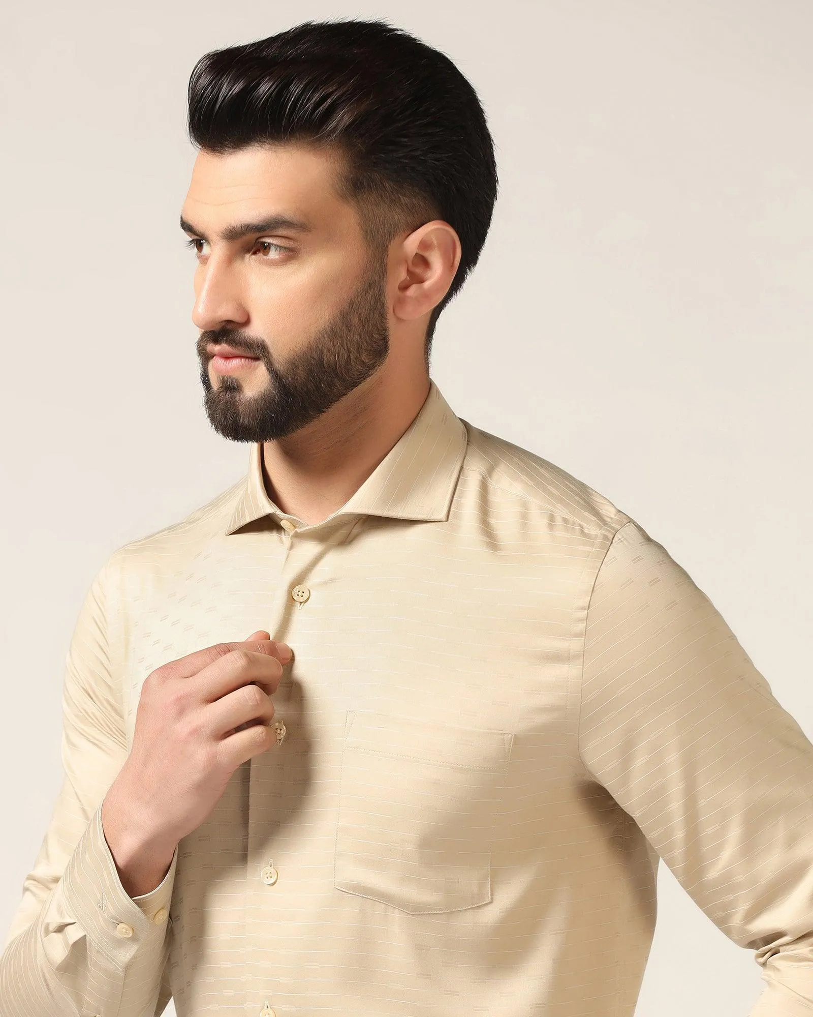 Formal Beige Stripe Shirt - Dax