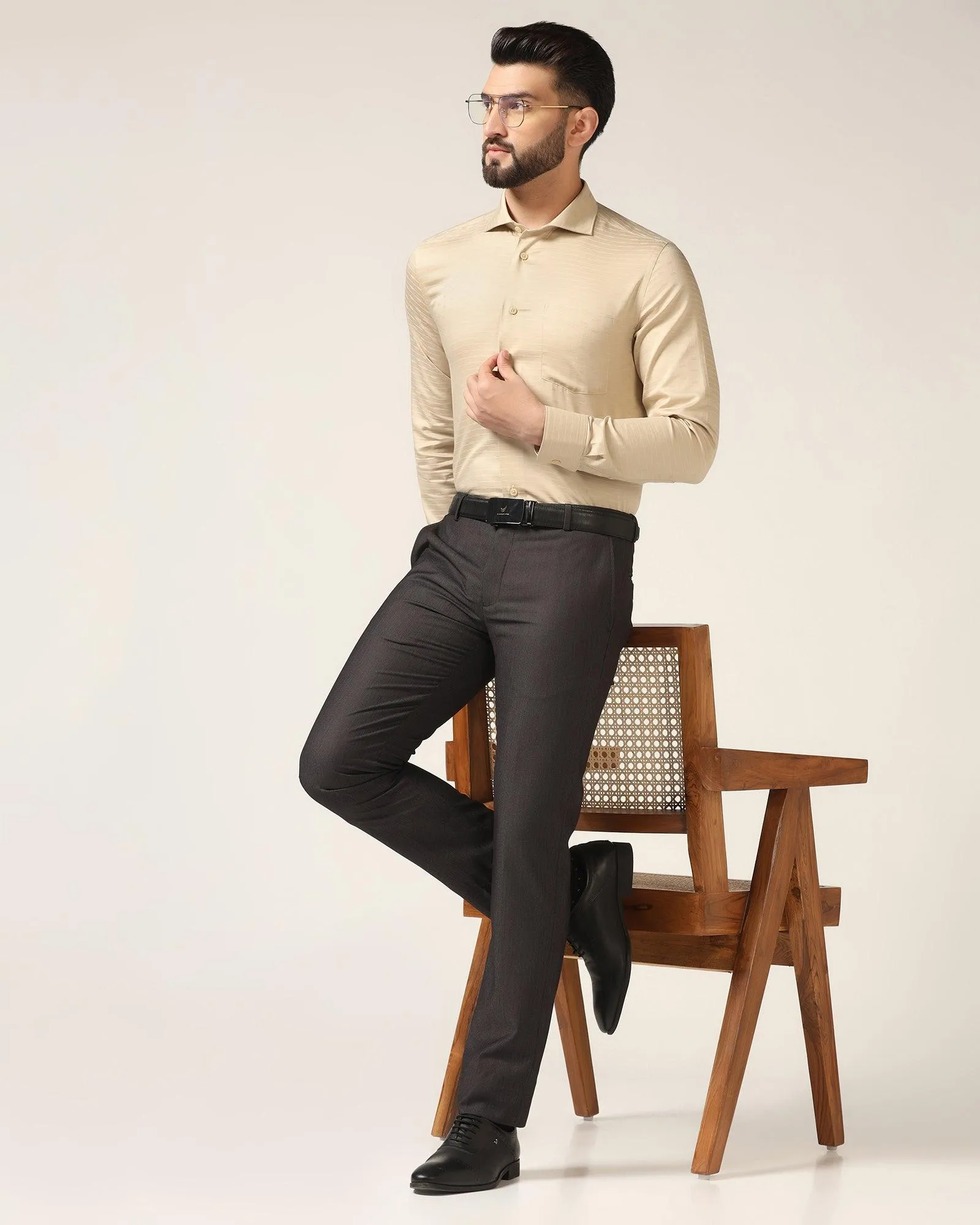 Formal Beige Stripe Shirt - Dax