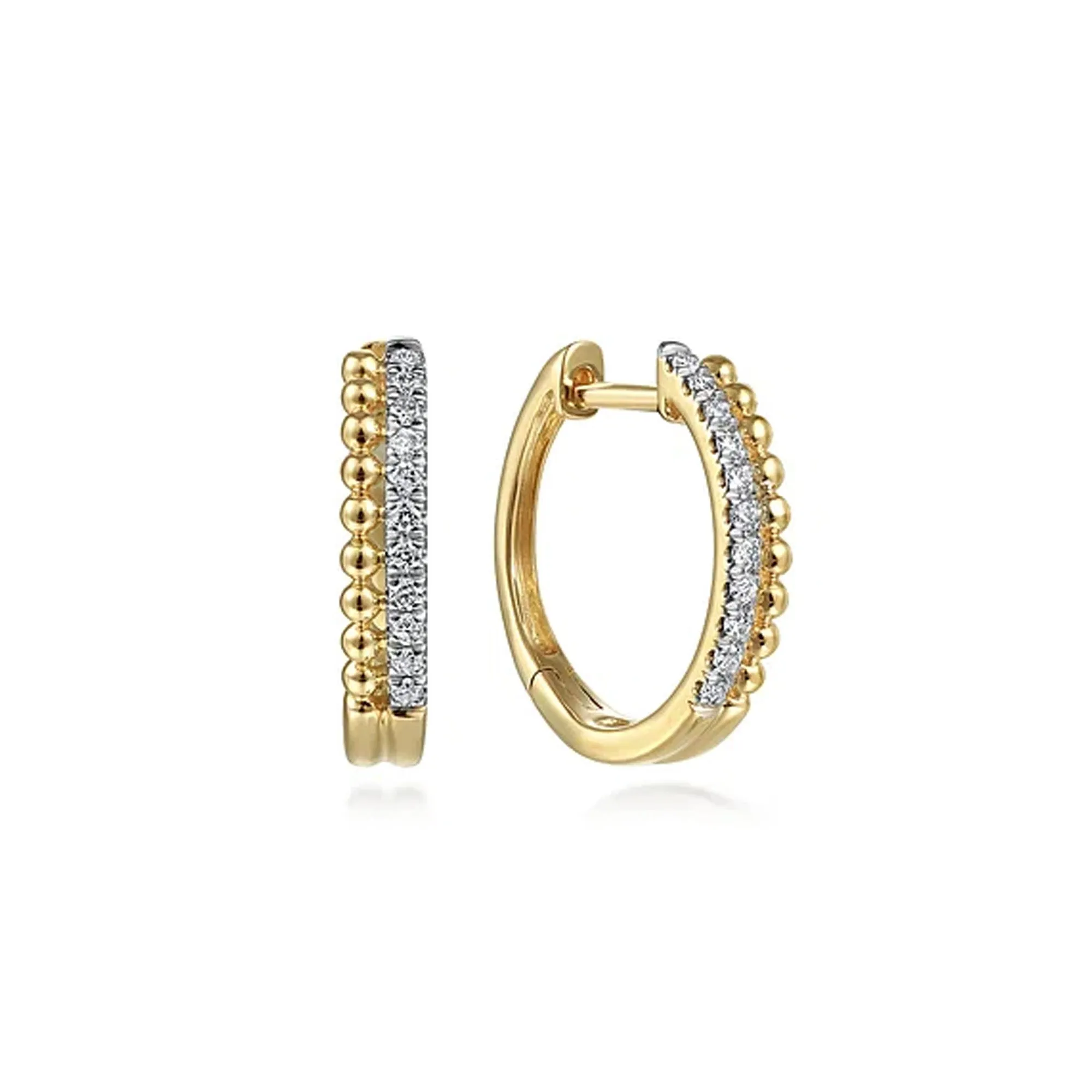 Gabriel 14K Yellow Gold Bujukan Pave 10mm Diamond Huggie Earrings