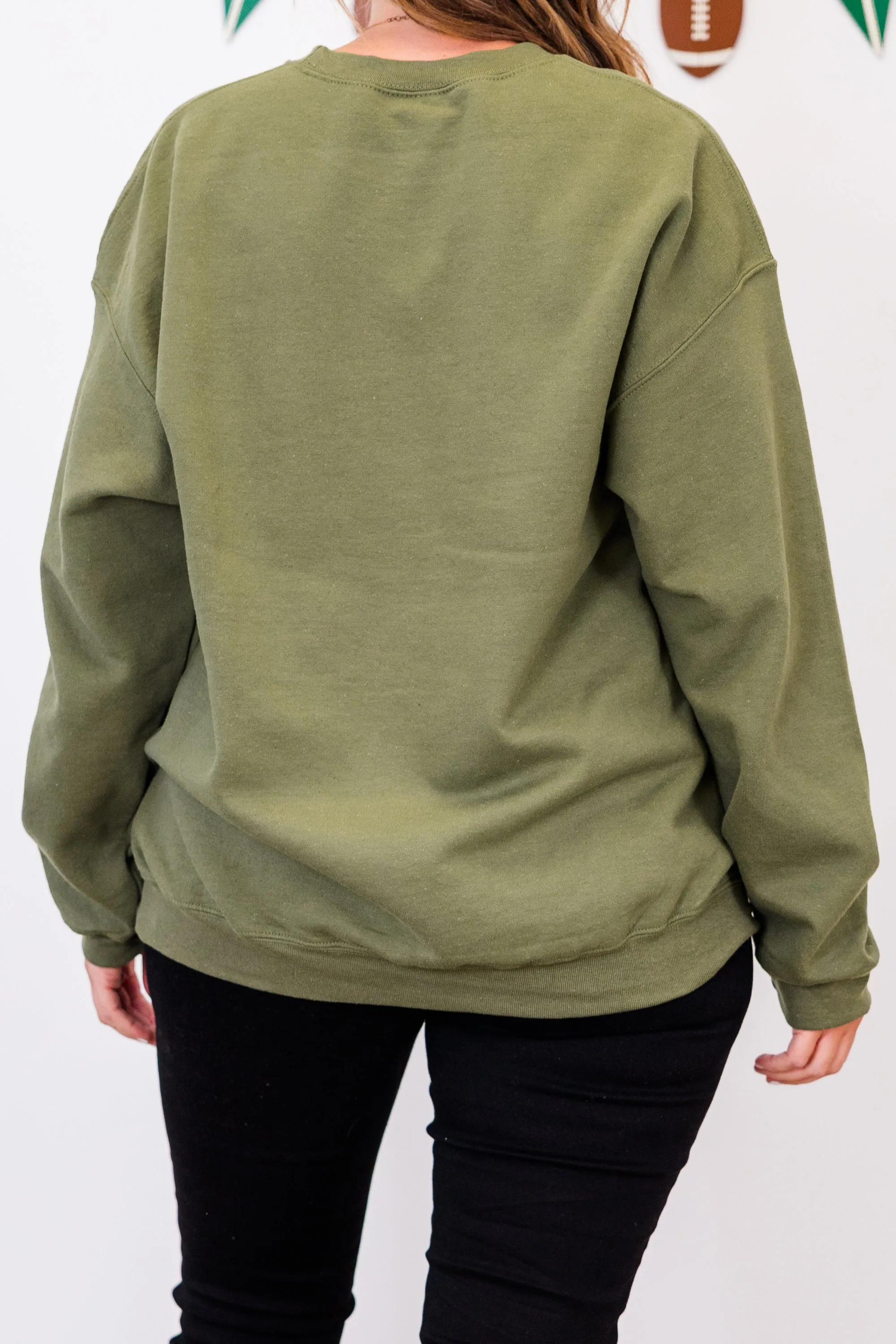 Game Day Leopard Sweatshirt, Military Green