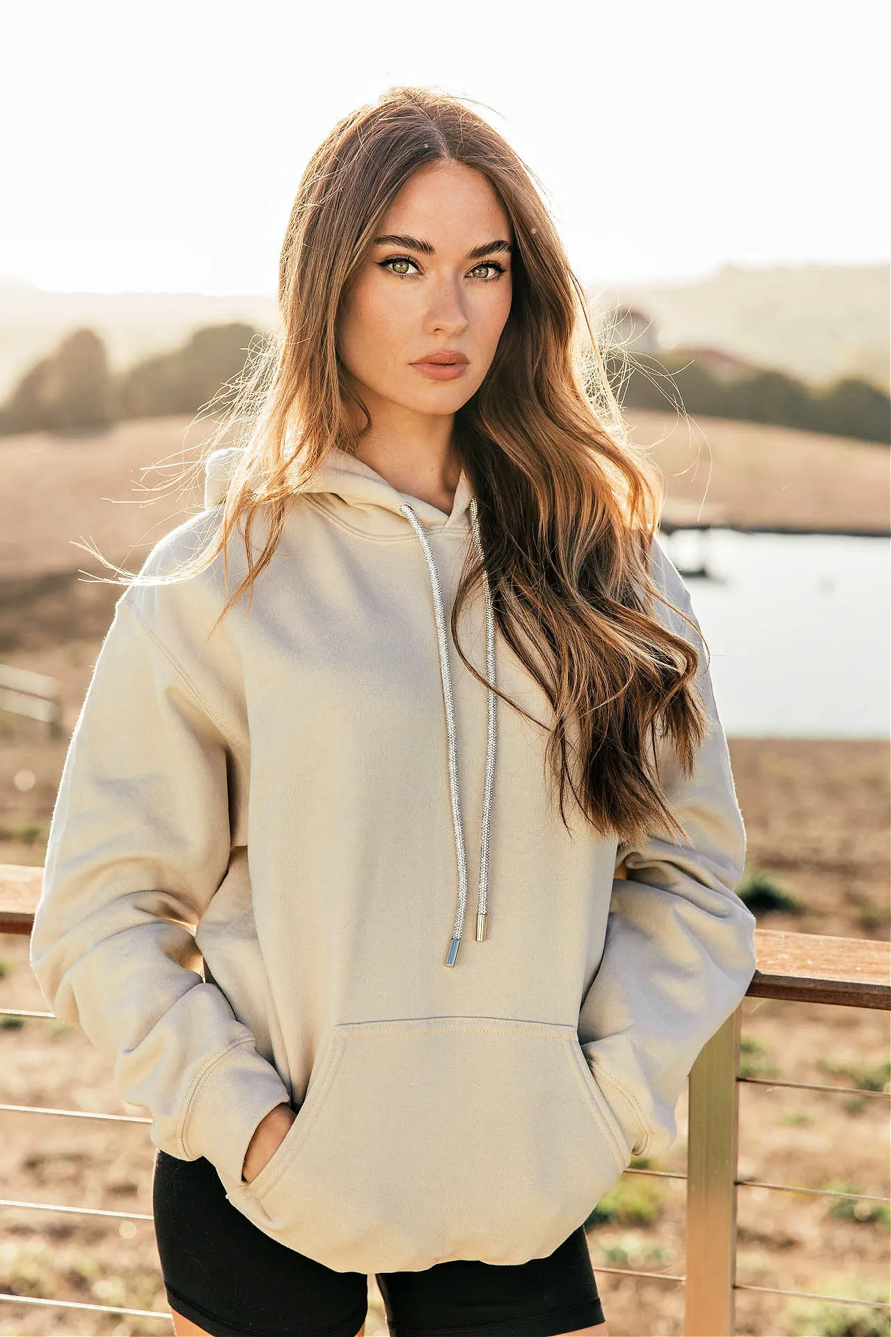 GB ORIGINAL!! Crystal Drawstring Sweatshirt in Khaki