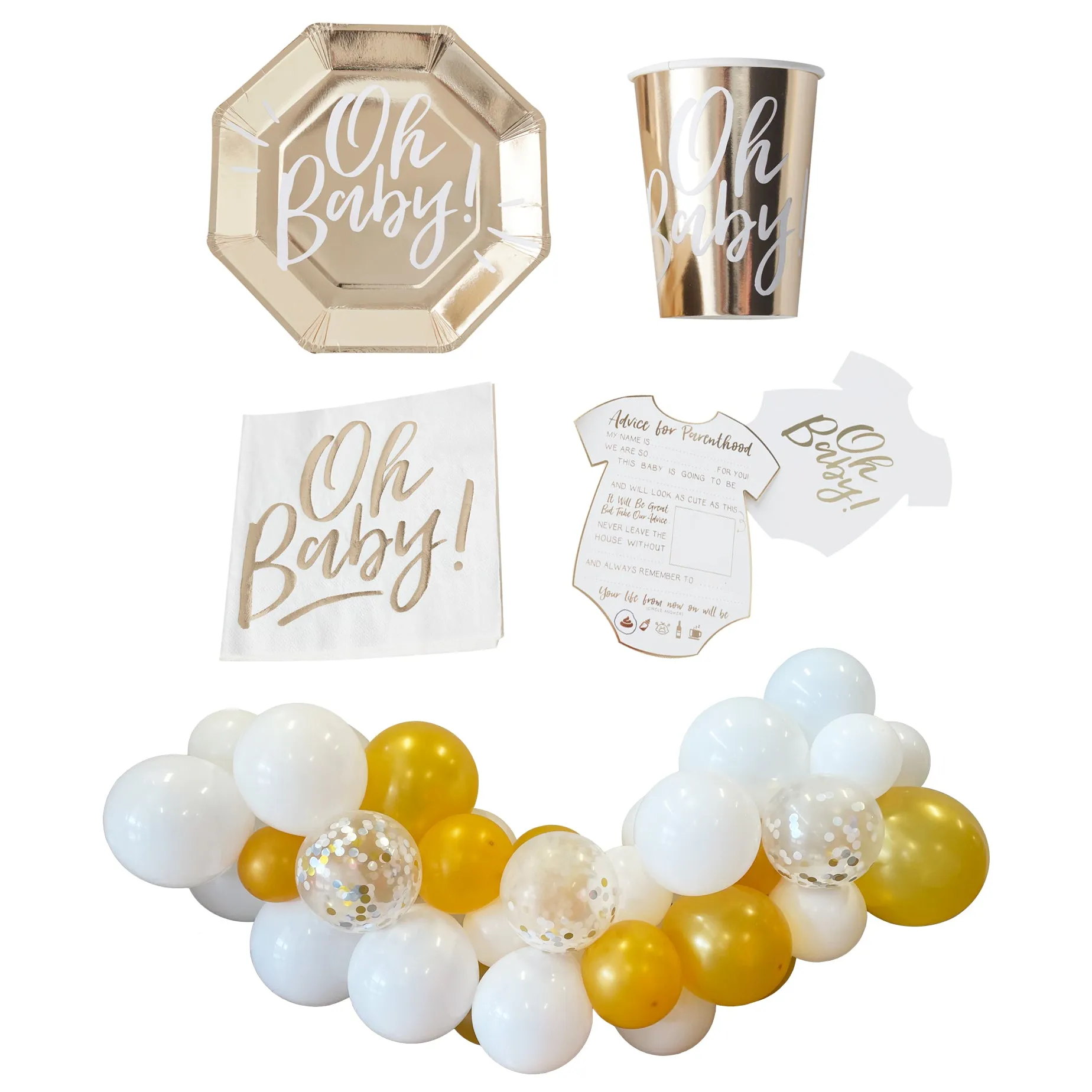 Ginger Ray Oh Baby Party Essentials - 45 Pc - SAVE 5%