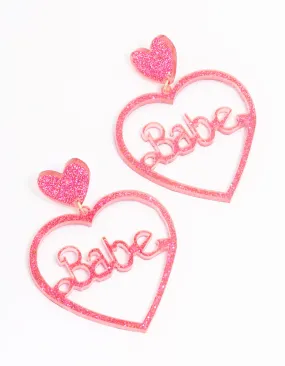 Gold Babe Heart Drop Earrings