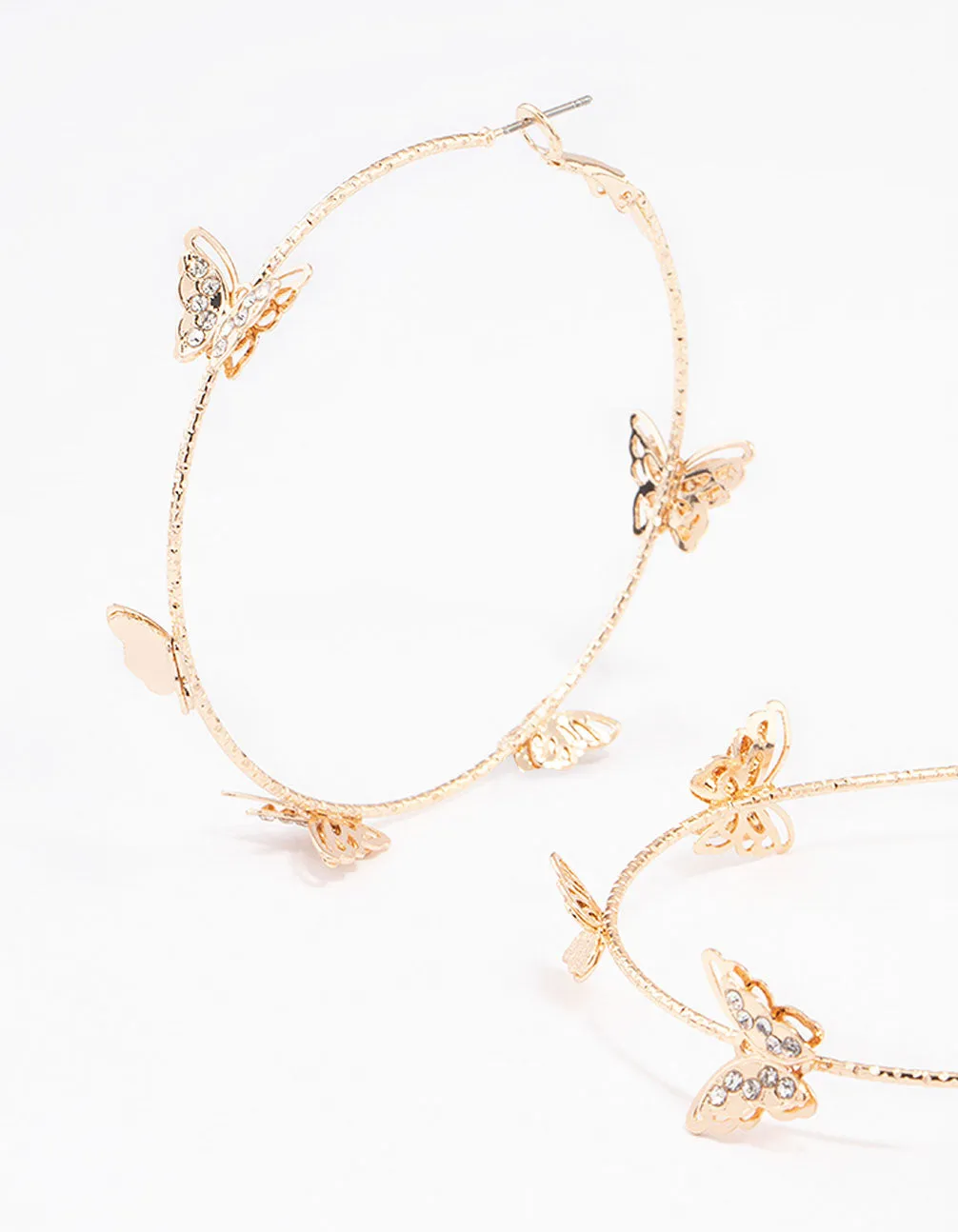 Gold Butterfly Hoop Earrings