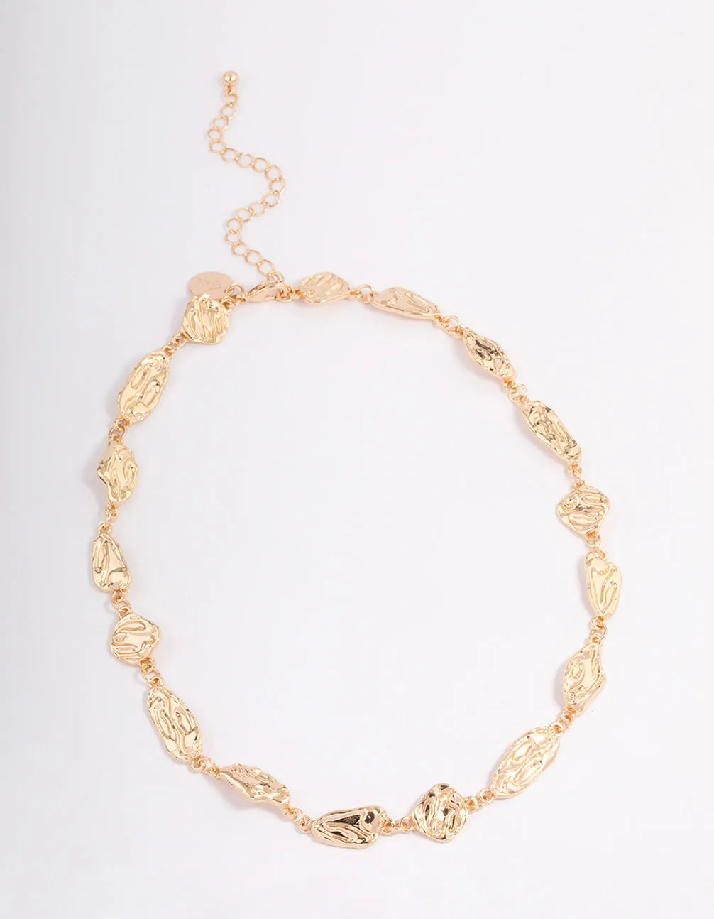 Gold Hammered Disc Necklace