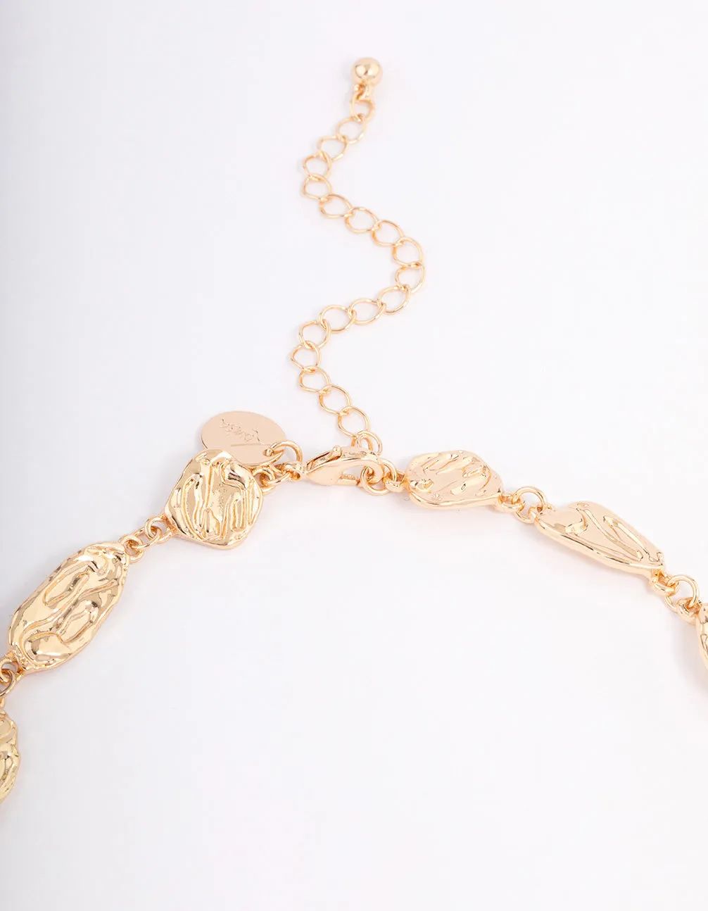 Gold Hammered Disc Necklace