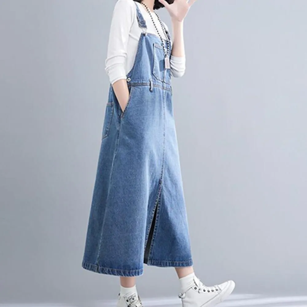 Good Vibes Denim Overall Dress