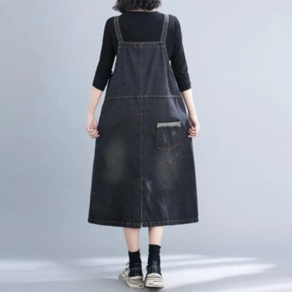 Good Vibes Denim Overall Dress