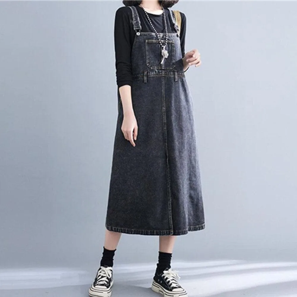 Good Vibes Denim Overall Dress