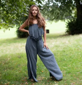 Grey Cotton Palazzo Jumpsuit