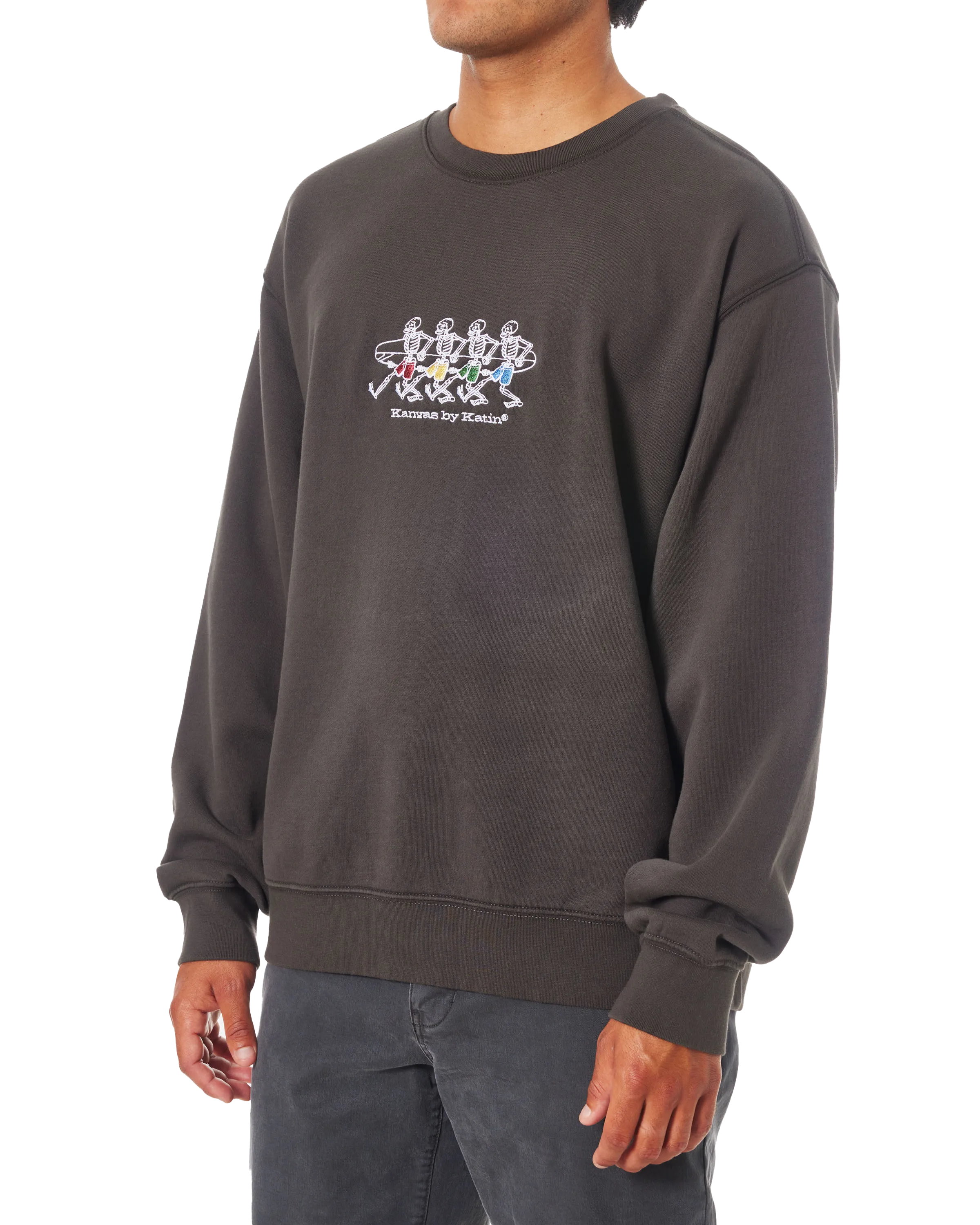 Hermanos Crew Sweatshirt in Black Wash