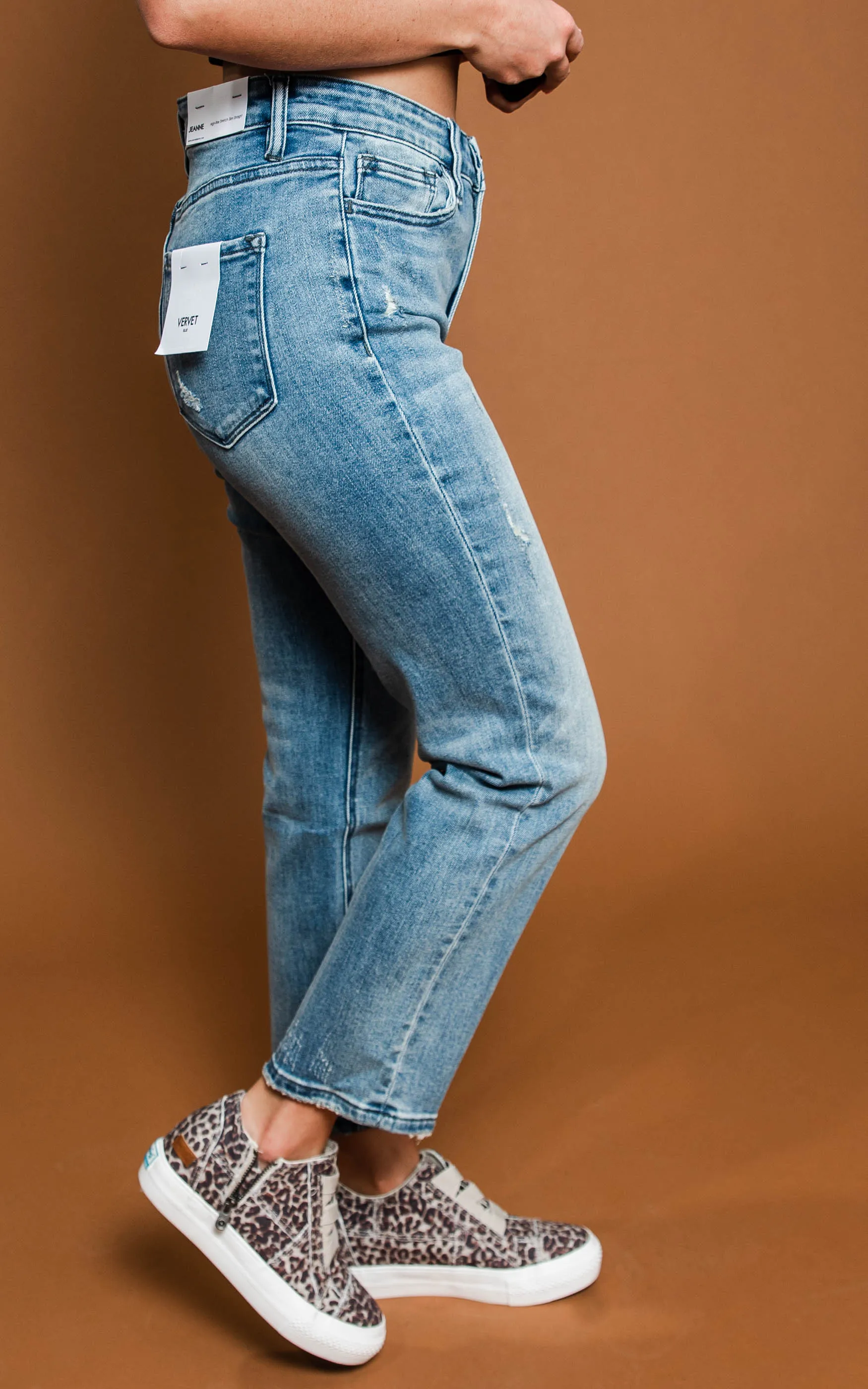 High Rise Crop Straight Jeans