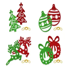 Holiday Essentials 4.75in Felt Ornament x5 with Gold Cord A Holiday Icons