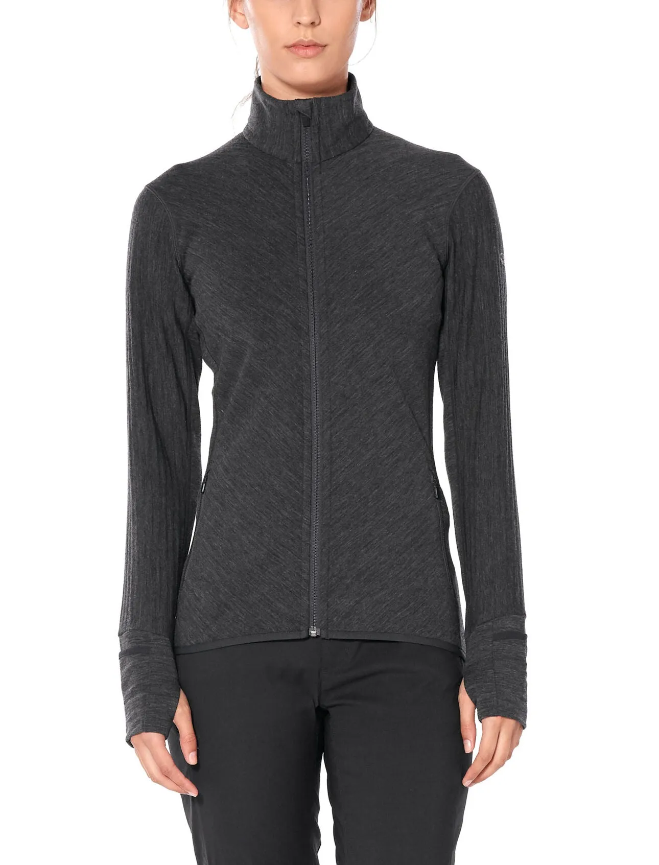 Icebreaker Wmns Descender LS Zip Jet Heather