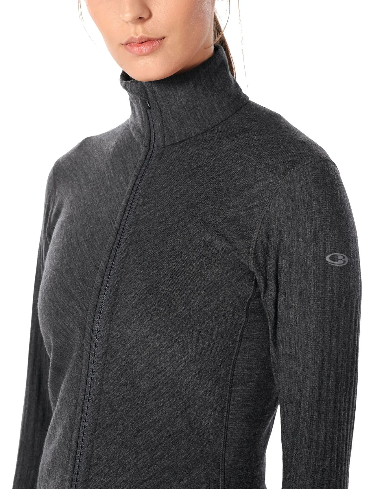 Icebreaker Wmns Descender LS Zip Jet Heather