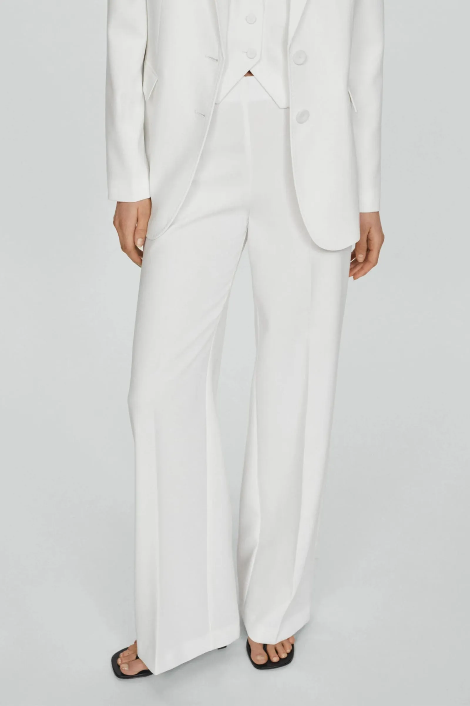 Iguana Wide Leg Suit Trousers, White