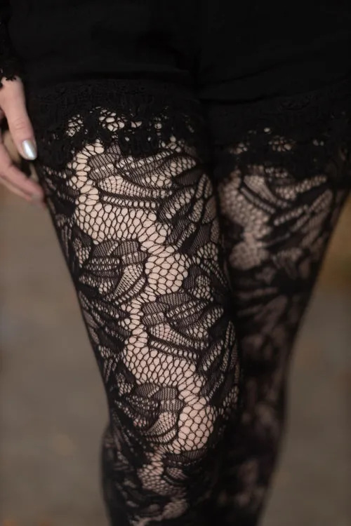 Illustrated Flora Net Tights