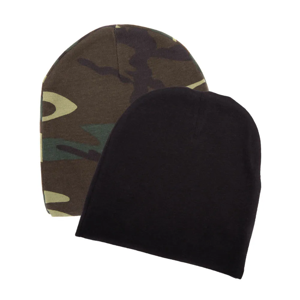 Infant Baby 100% Cotton Knit Beanie Cap Hat Camo Pack of 2