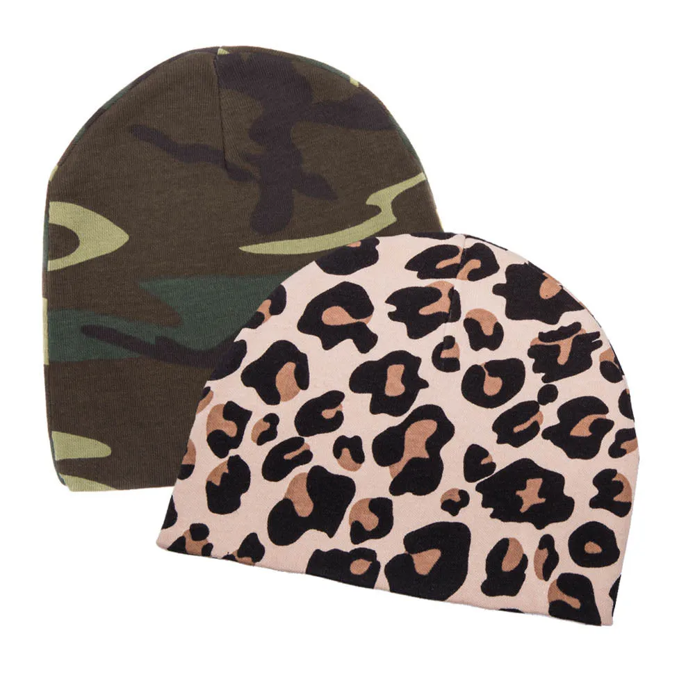 Infant Baby 100% Cotton Knit Beanie Cap Hat Camo Pack of 2