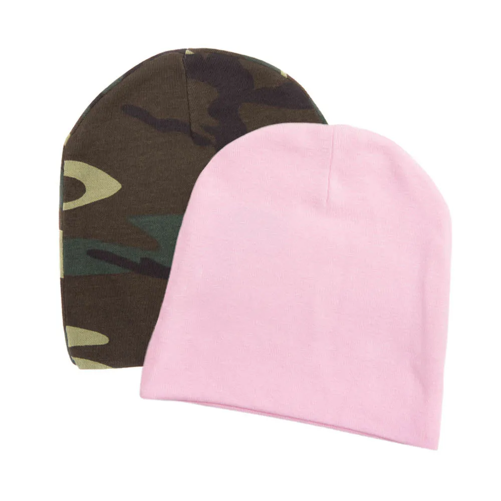 Infant Baby 100% Cotton Knit Beanie Cap Hat Camo Pack of 2