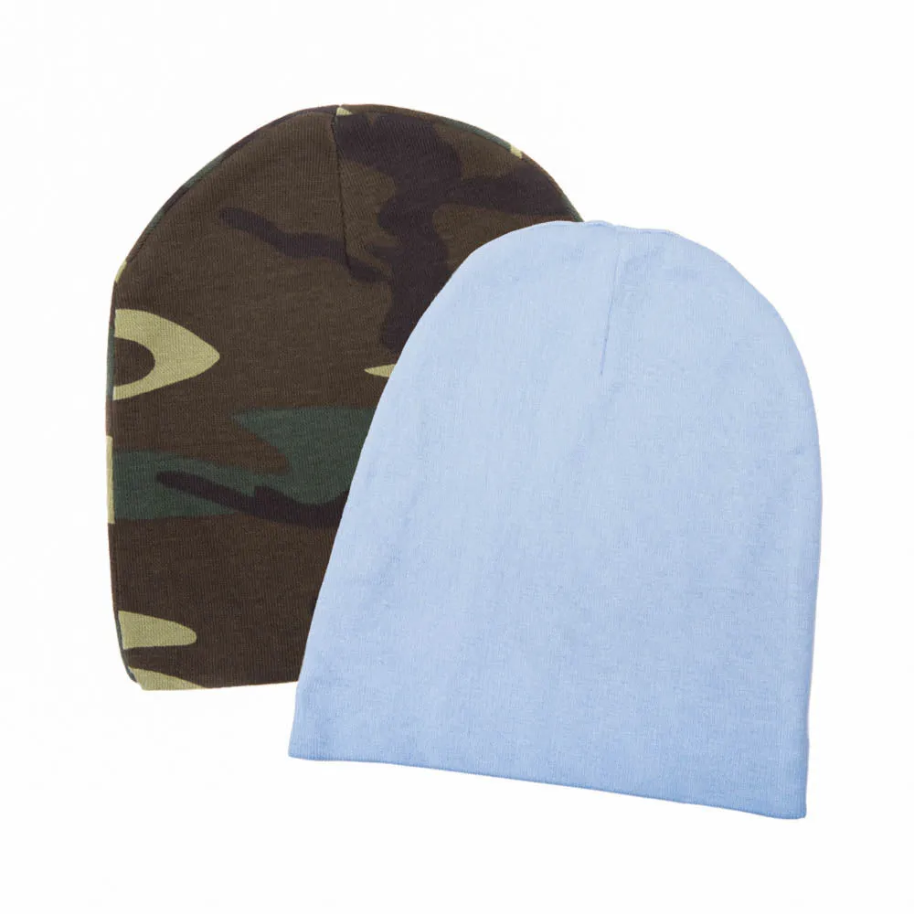 Infant Baby 100% Cotton Knit Beanie Cap Hat Camo Pack of 2