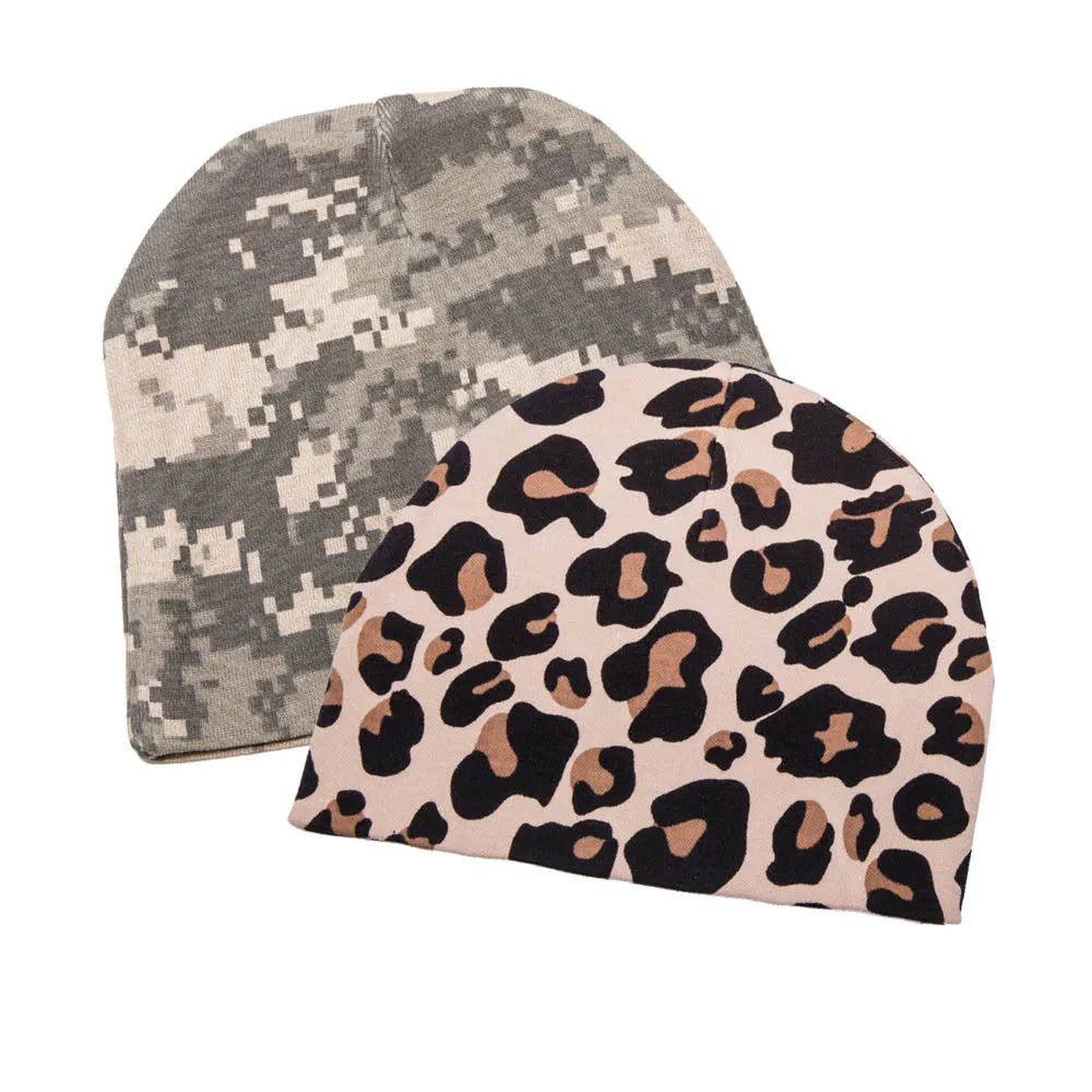 Infant Baby 100% Cotton Knit Beanie Cap Hat Camo Pack of 2