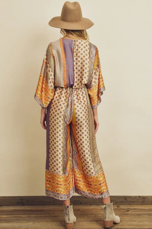 Ingrid Paisley Border Print Jumpsuit