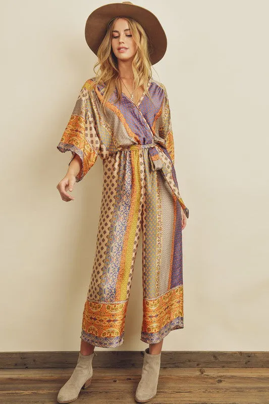 Ingrid Paisley Border Print Jumpsuit