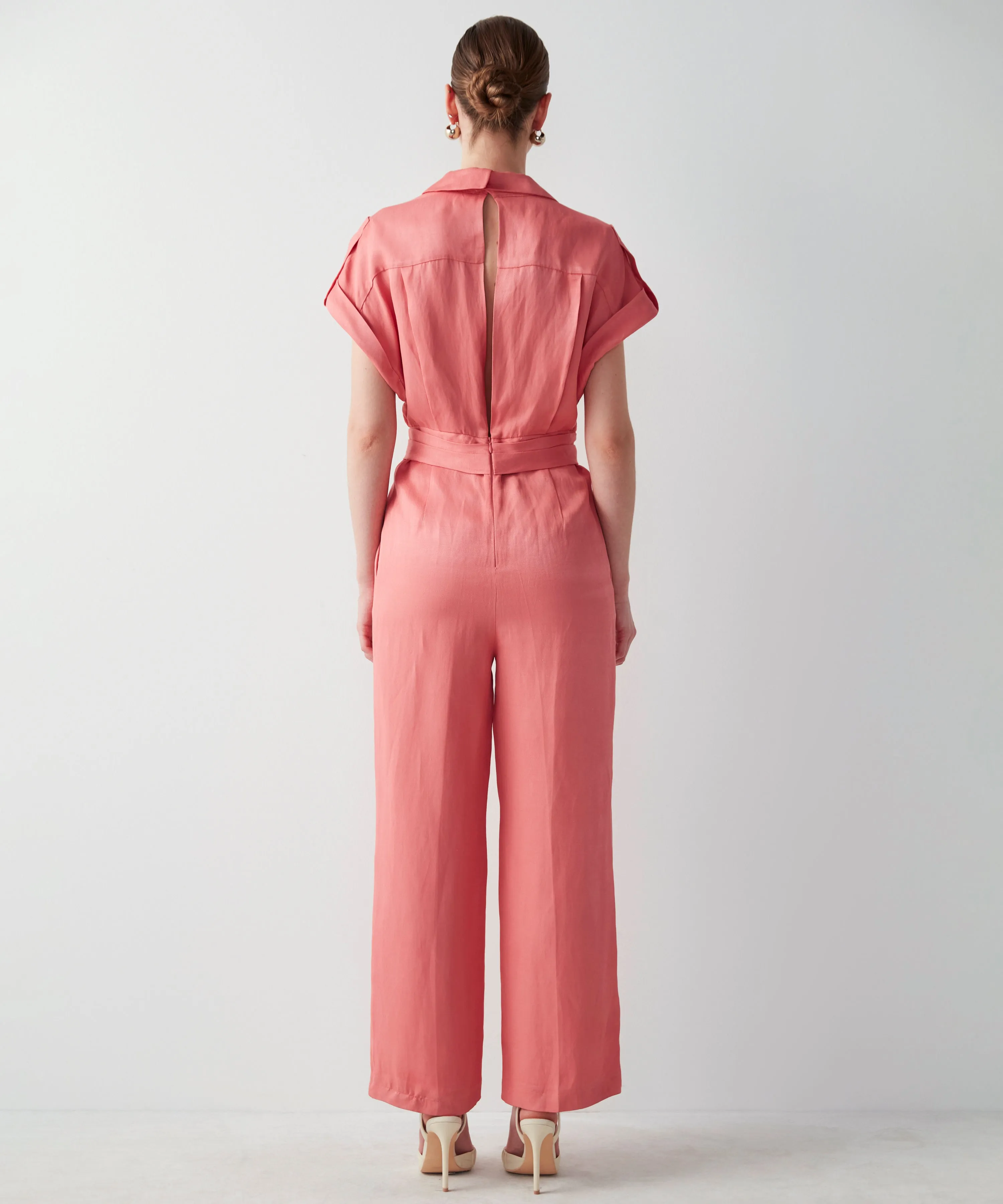 Ipekyol Solid Backless Draped Jumpsuit Peach