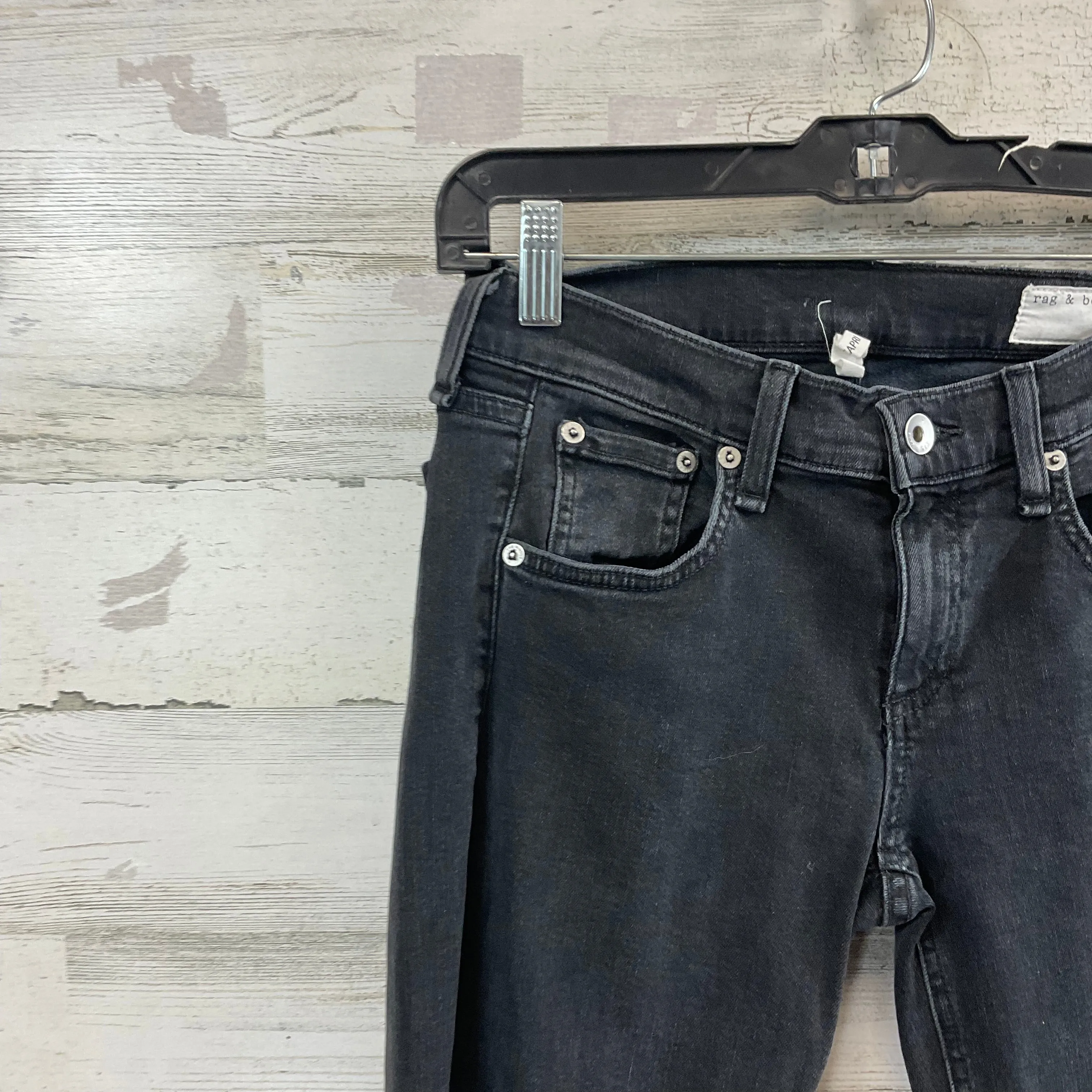 Jeans Cropped By Rag & Bones Jeans In Black Denim, Size: 0