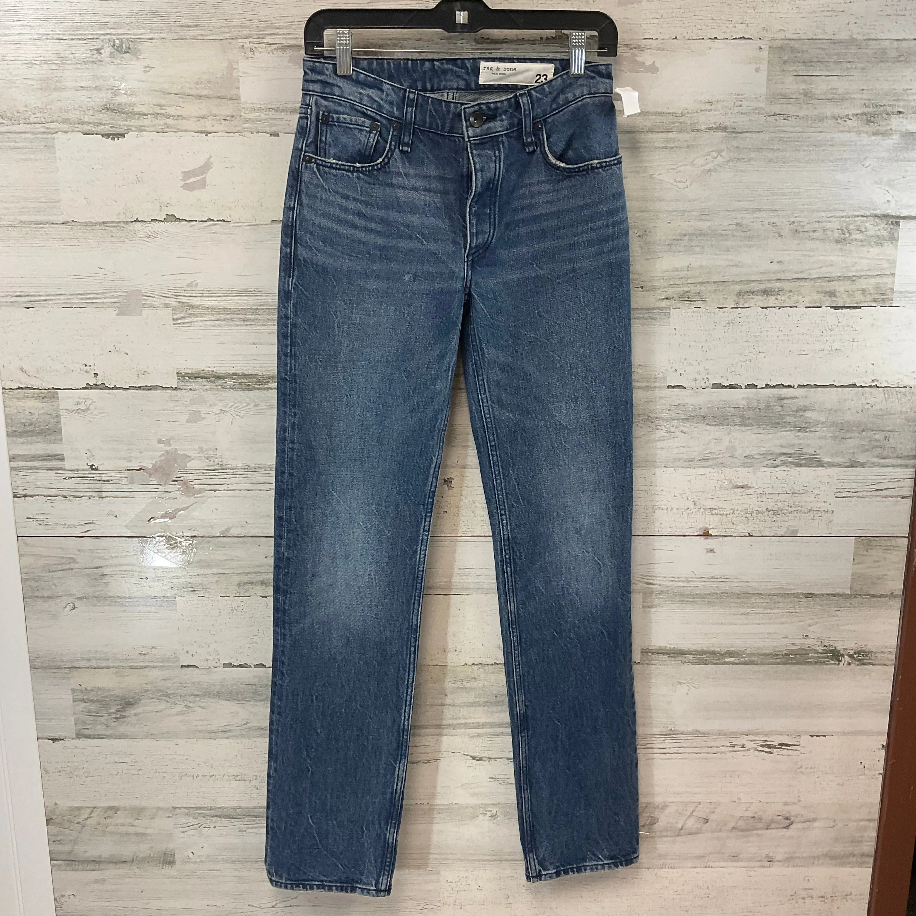 Jeans Straight By Rag & Bones Jeans In Blue Denim, Size: 0