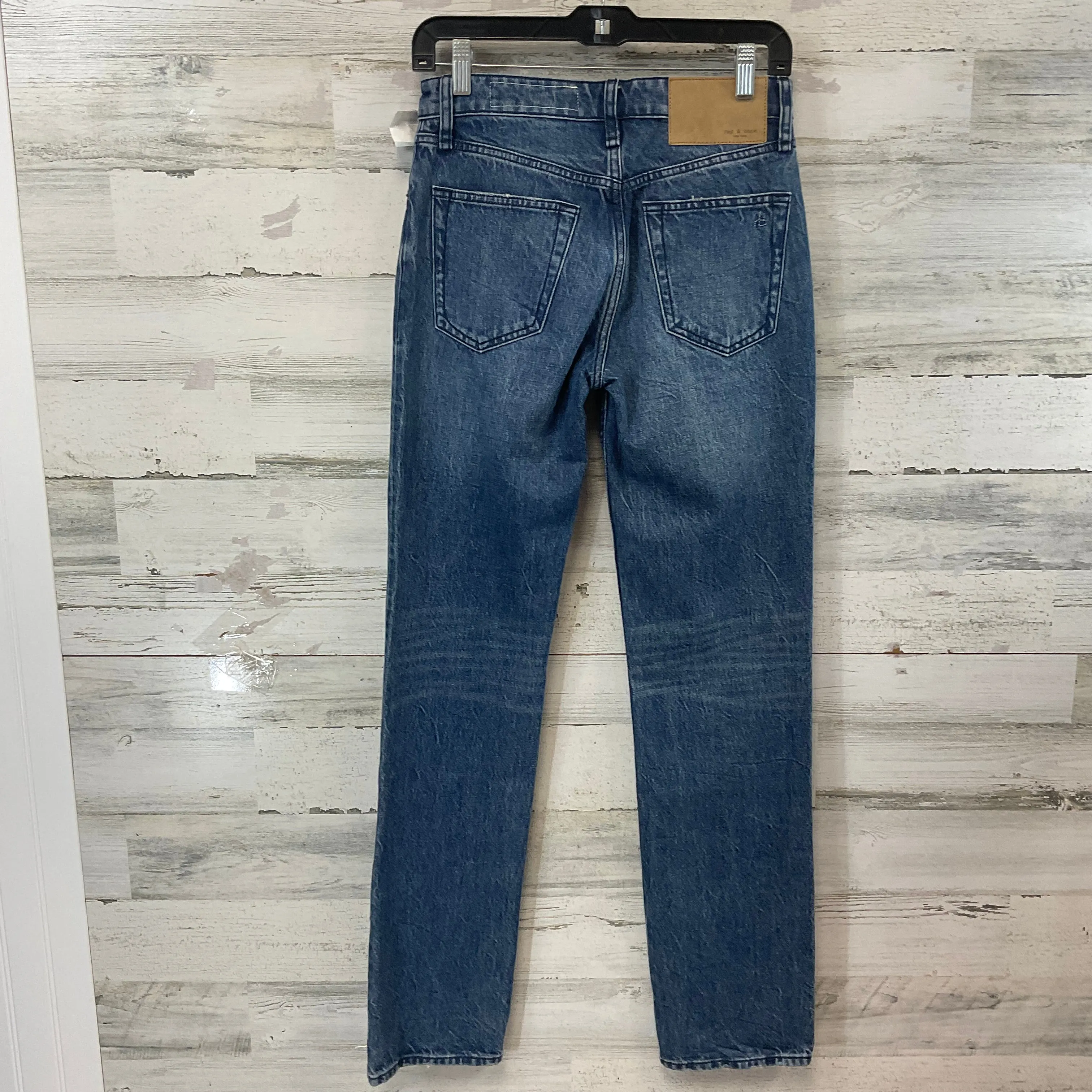 Jeans Straight By Rag & Bones Jeans In Blue Denim, Size: 0