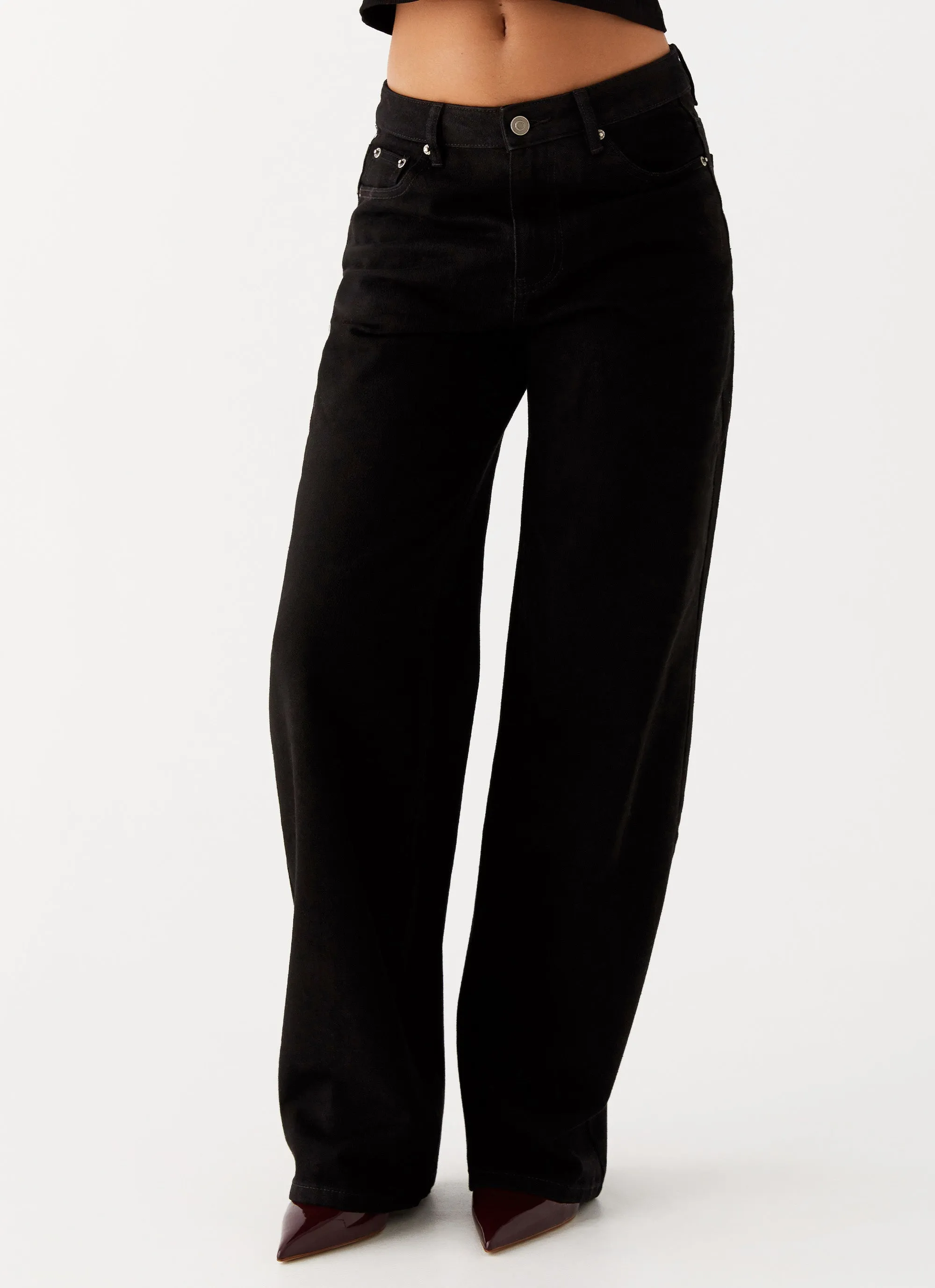 Keanna Low Rise Denim Jeans - Black