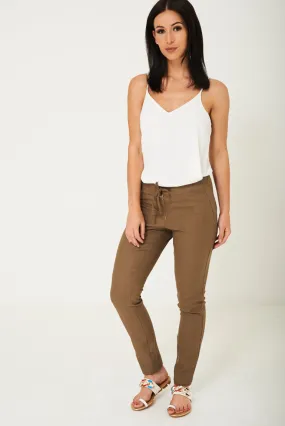 Khaki Linen Trousers Ex Brand