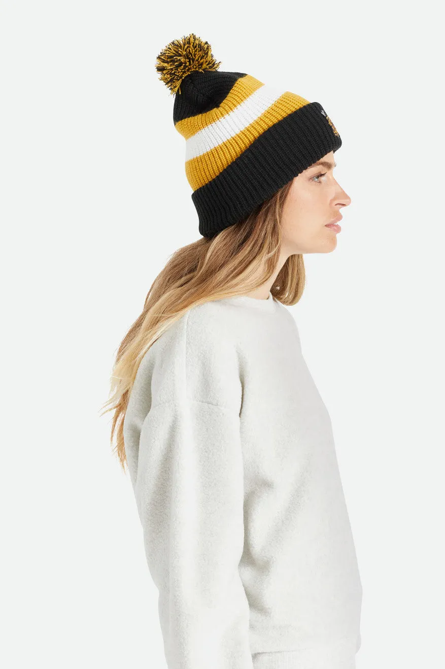 Kit Pom Beanie - Black/Off White/Bright Gold