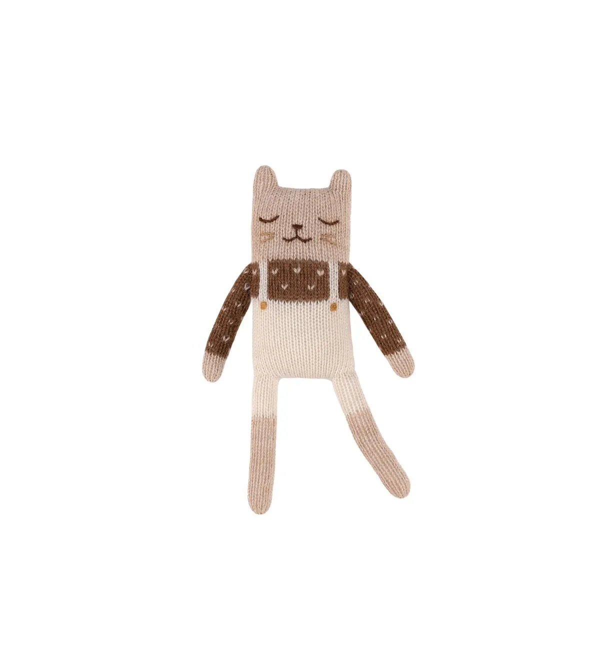 Knuffel - Kitten met ecru overall - Main Sauvage