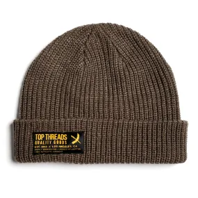 Label Knit Beanie - Coffee