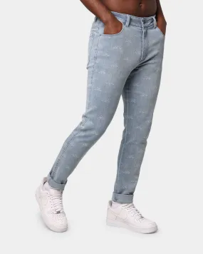 Last Kings Lasered Denim Jeans Light Blue