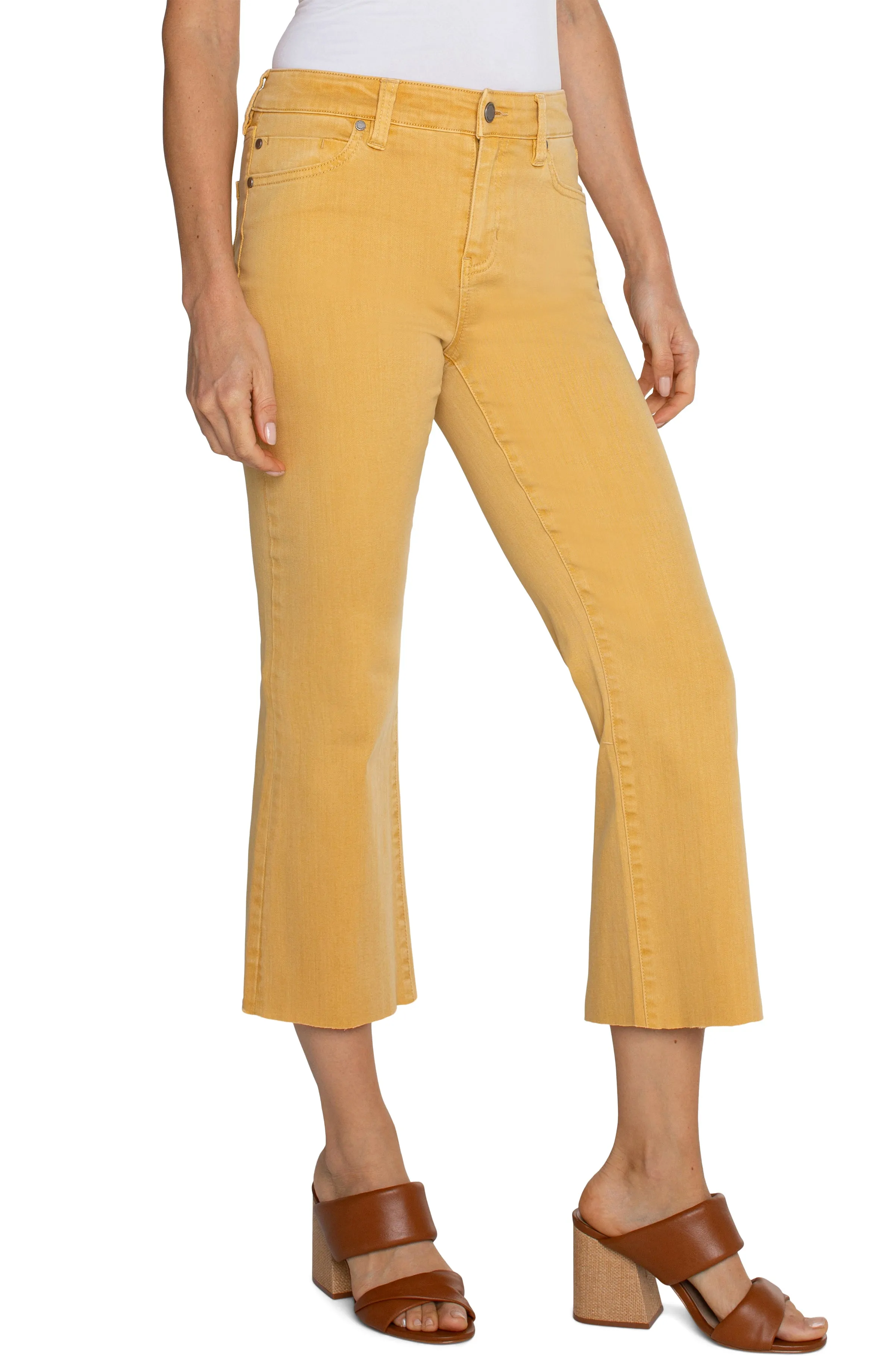 Liverpool Hannah Cropped Flare w/ Crop Hem 25.5in (flaxen gold)