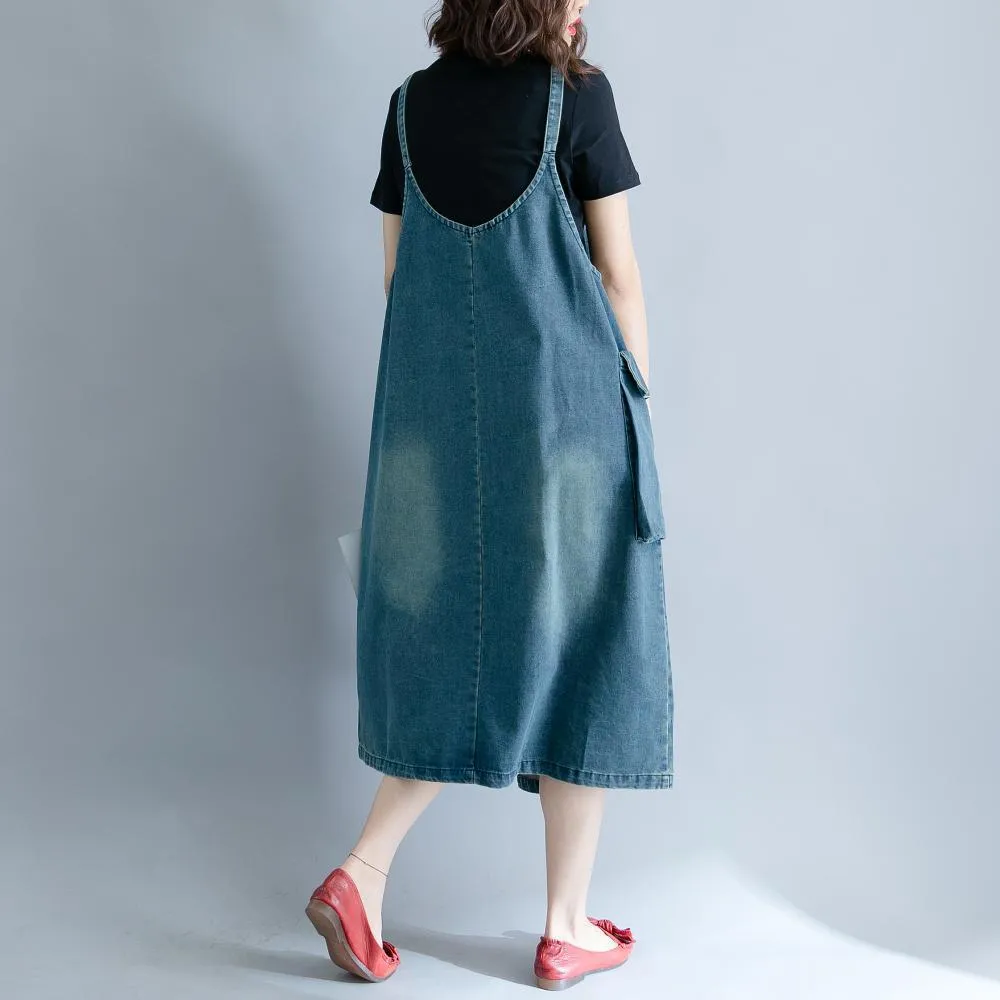 Loose Denim Overall Dress