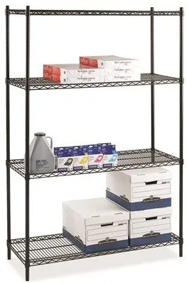 Lorell Industrial Starter Wire Shelving Unit' 4 Shelves' 4000 Lb. Capacity' Black' 36X24X72 In.