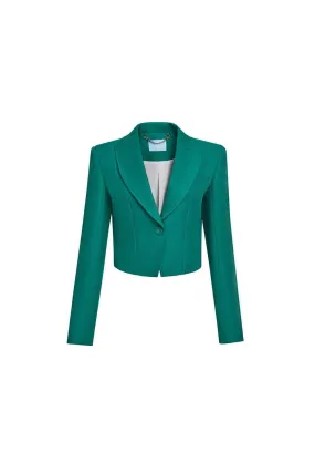 Mailen Cropped V-Neck Cotton Blend Jacket