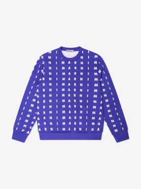 MARNI Kids Logo Print Sweatshirt in Blue