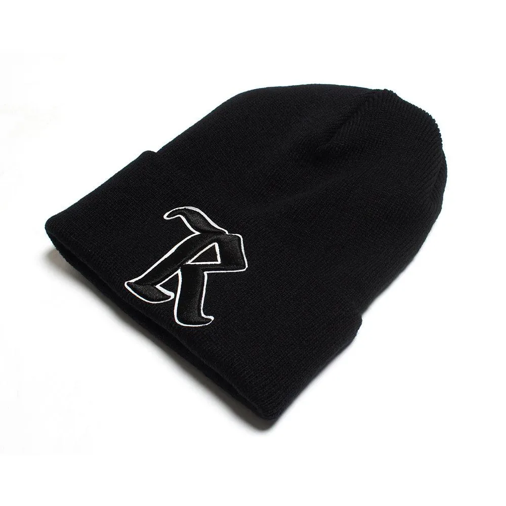 Medieval Original 3D Puff Embroidered Cuff Beanie [BLACK]