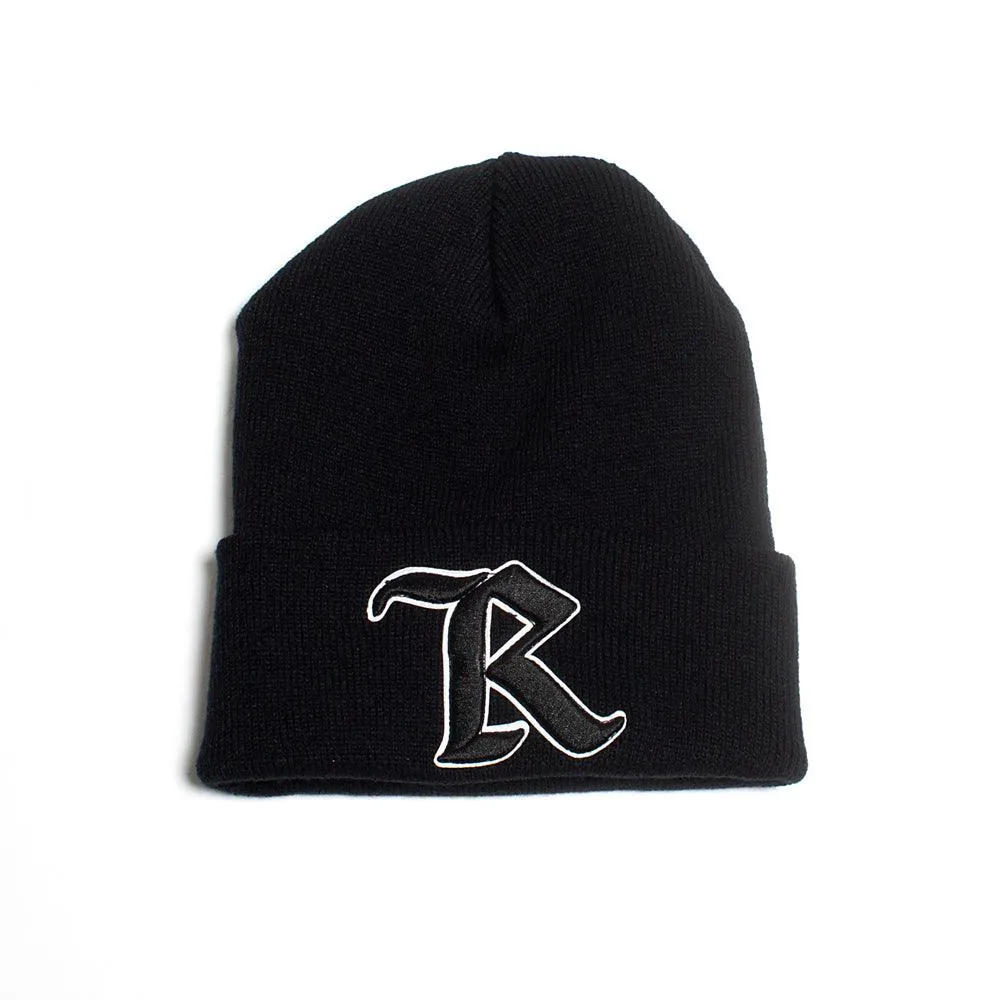 Medieval Original 3D Puff Embroidered Cuff Beanie [BLACK]