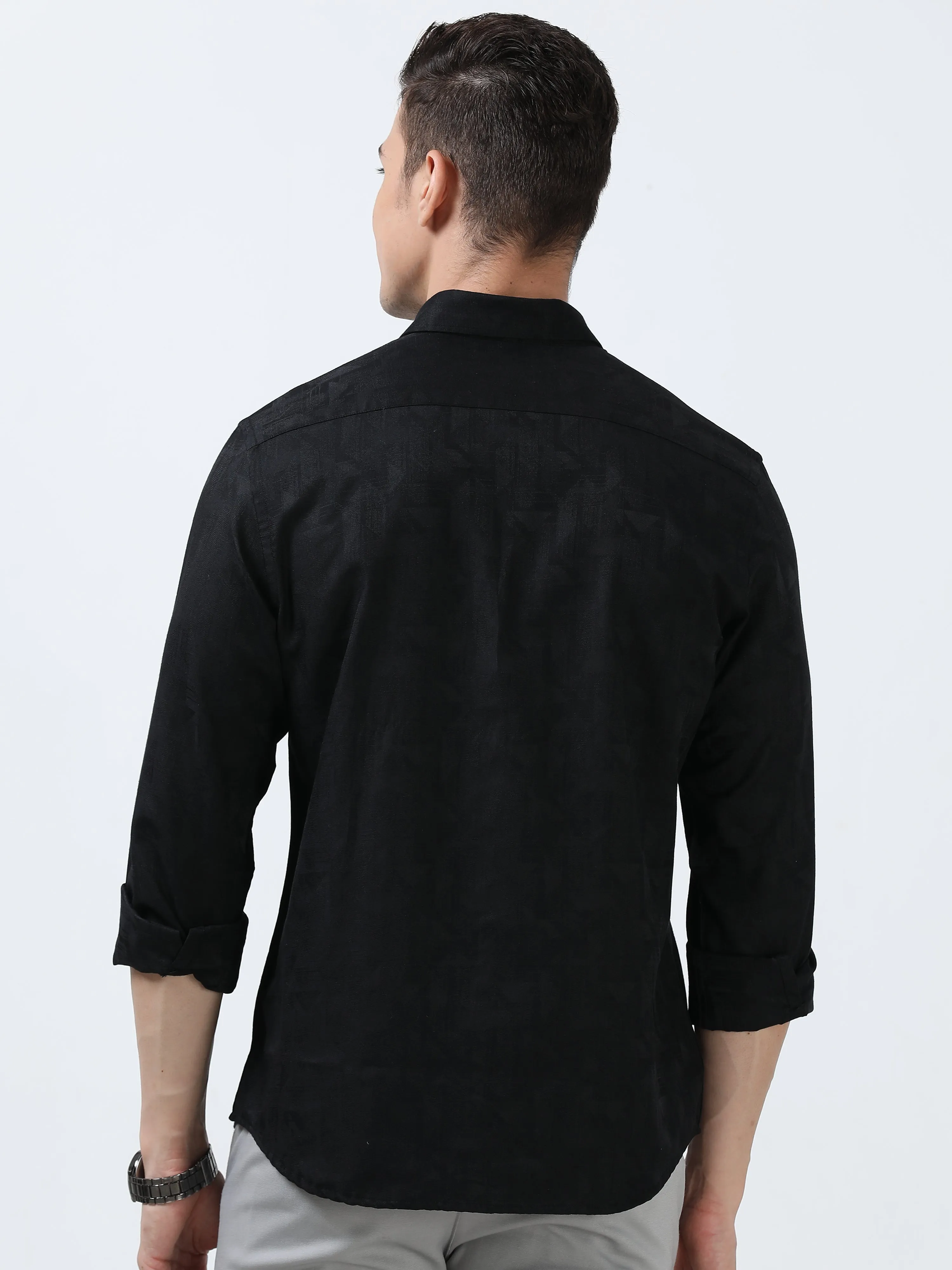 MEN'S BLACK-SOLID SLIM FIT SHIRT