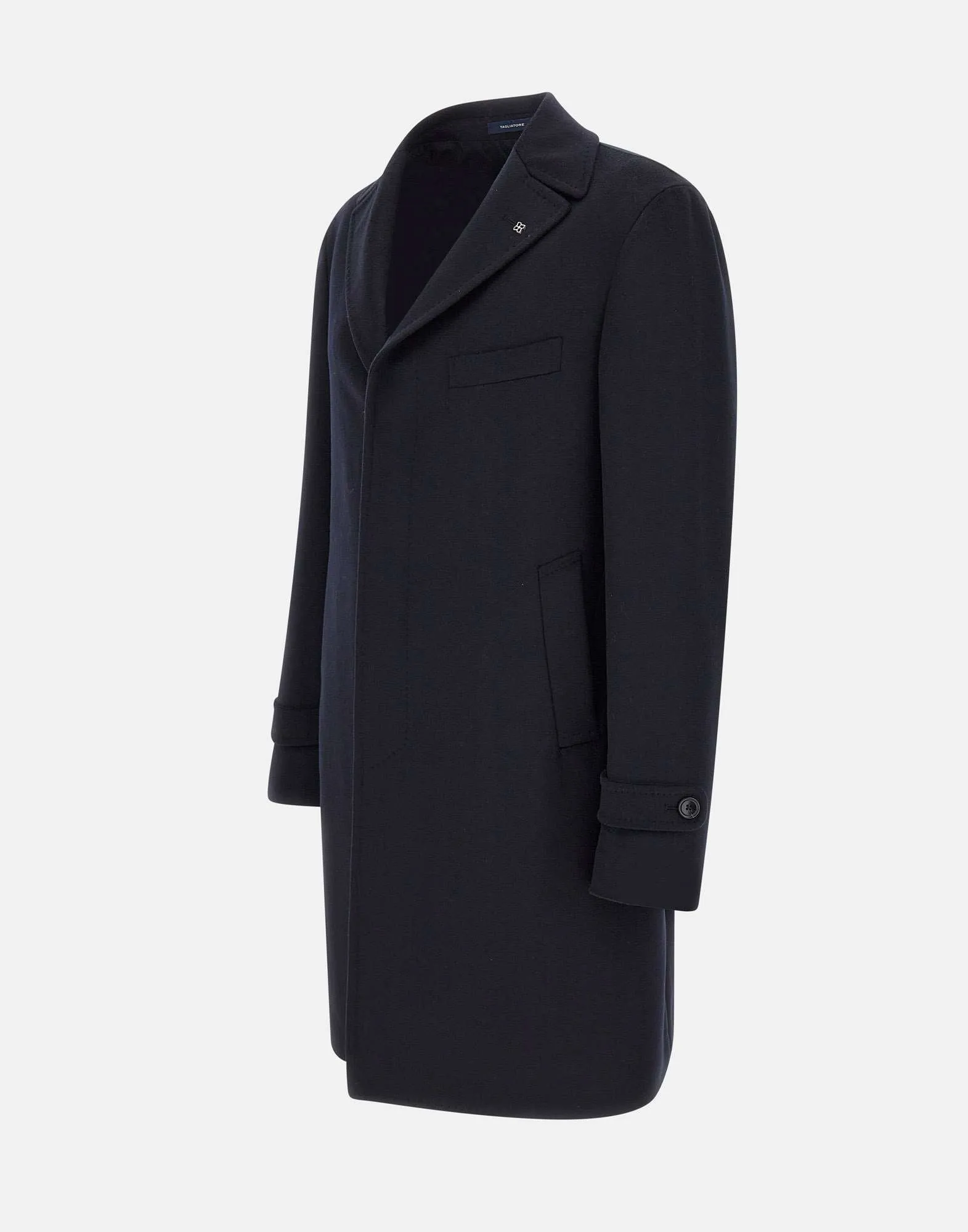 Men's Blue Wool Coat with Lapel