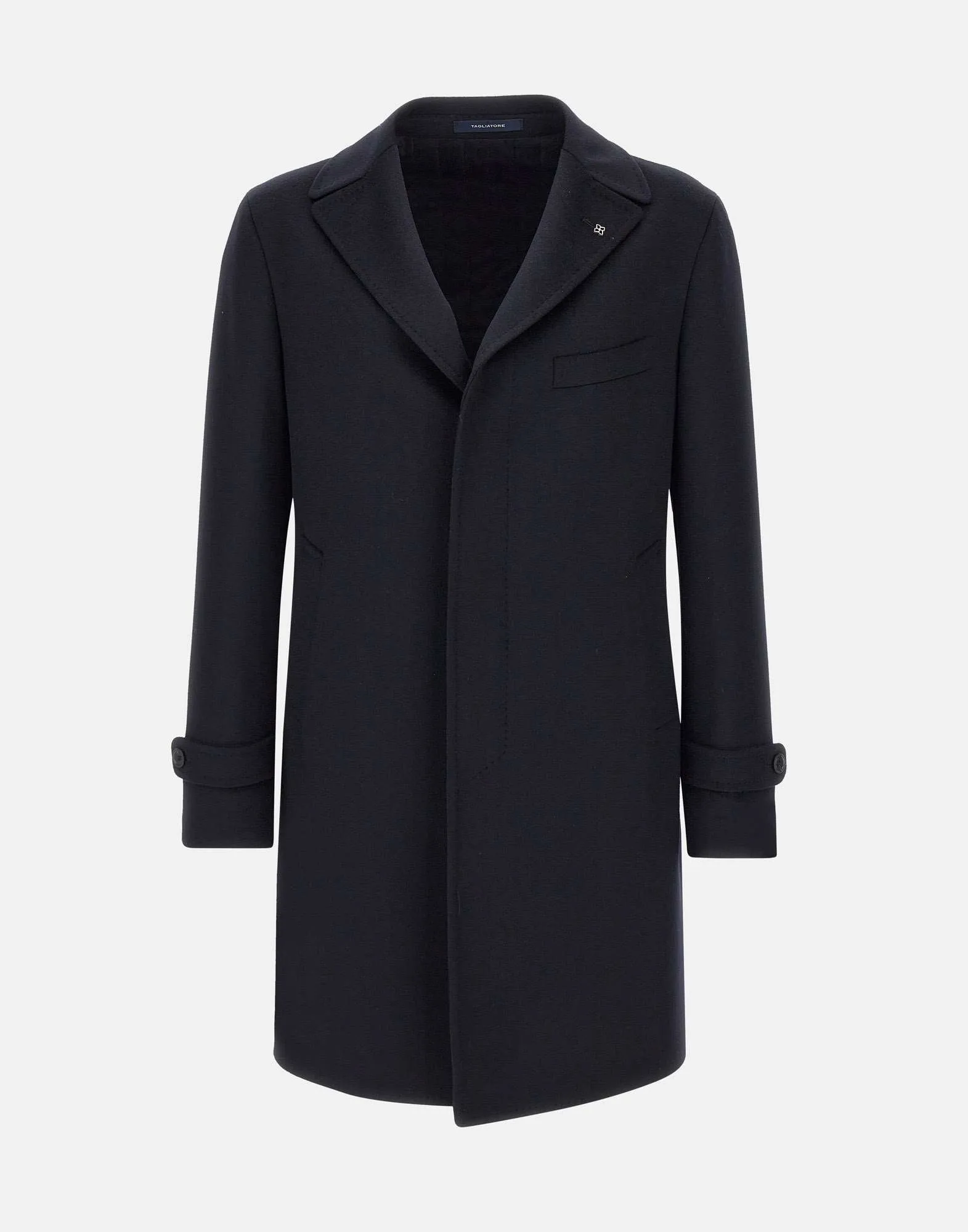 Men's Blue Wool Coat with Lapel