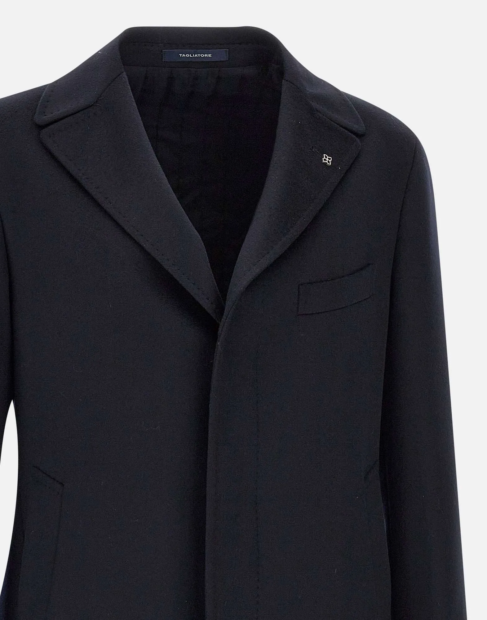 Men's Blue Wool Coat with Lapel