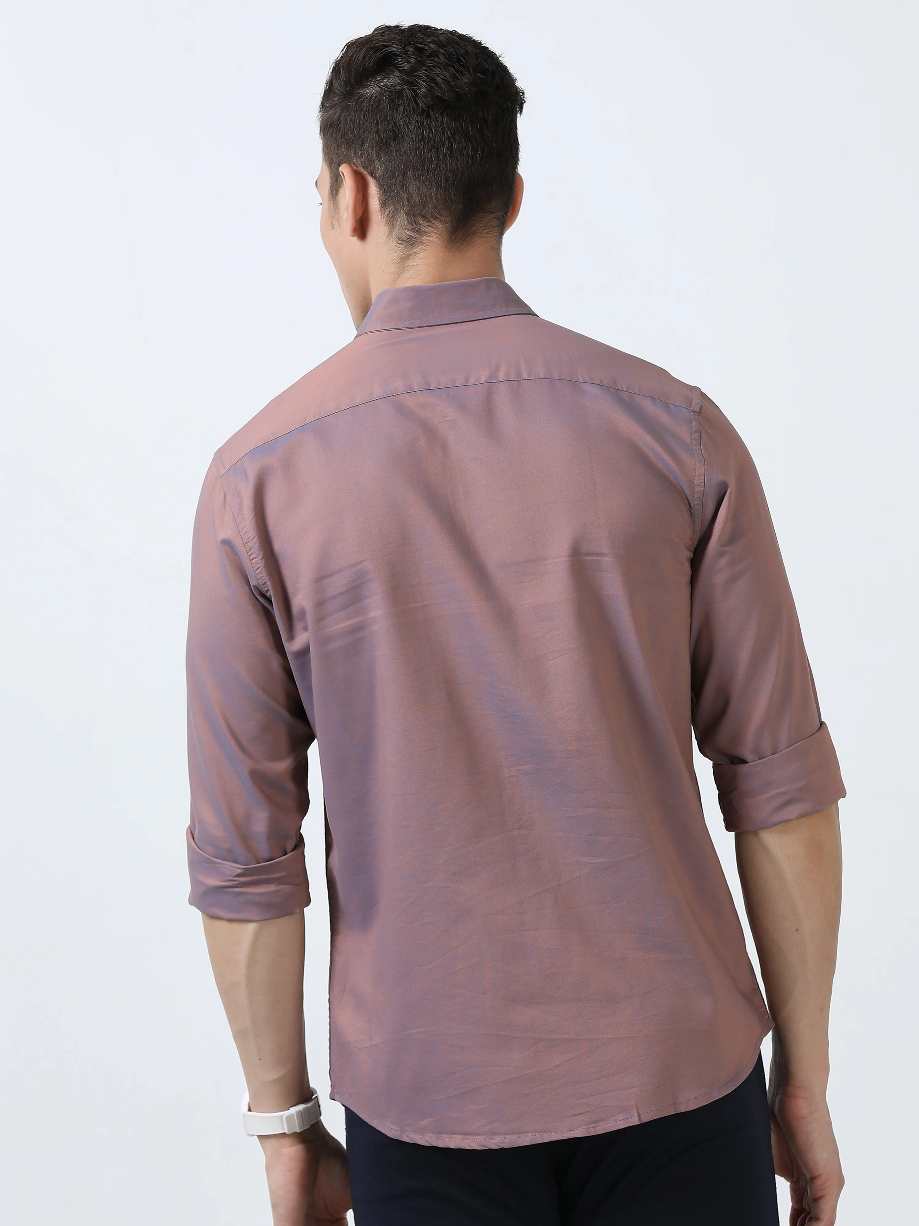 MEN'S DARK PINK-SOLID SLIM FIT SHIRT